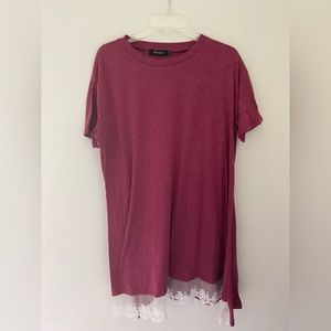 Sanifer T-shirt Dress Size 2 XL  Lace Trimmed Bottom